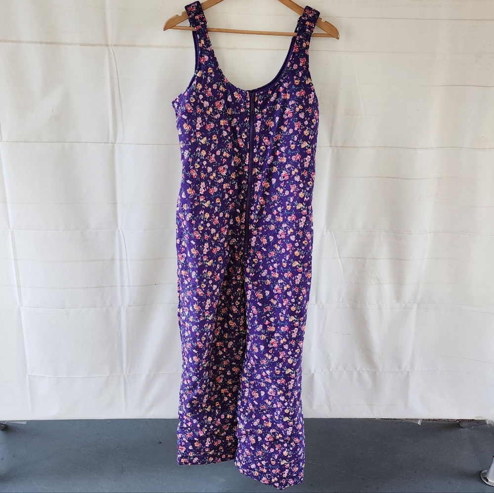 Vintage Land's End Purple Floral Snowsuit Size L
